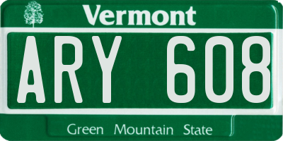 VT license plate ARY608