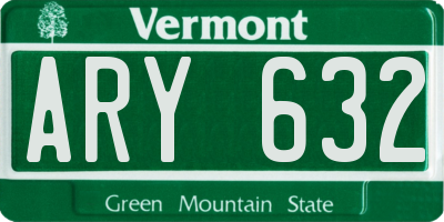 VT license plate ARY632