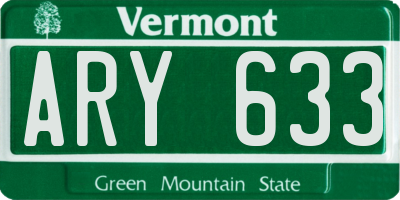 VT license plate ARY633