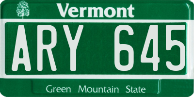 VT license plate ARY645