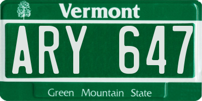 VT license plate ARY647
