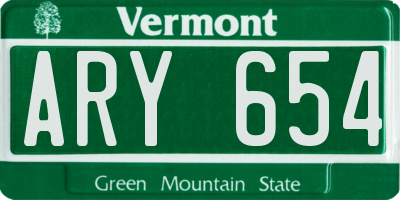 VT license plate ARY654