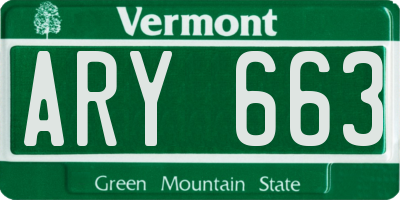 VT license plate ARY663