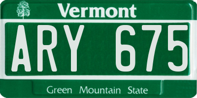 VT license plate ARY675