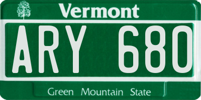 VT license plate ARY680