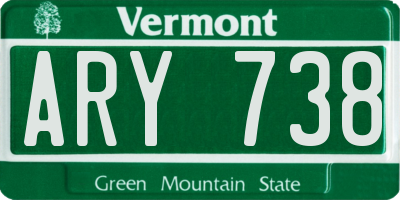 VT license plate ARY738