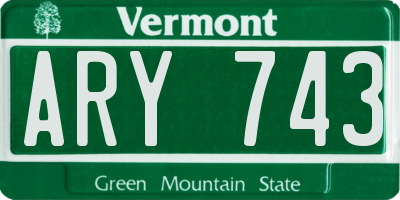 VT license plate ARY743