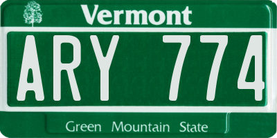 VT license plate ARY774
