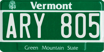 VT license plate ARY805