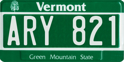 VT license plate ARY821