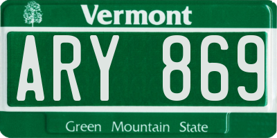 VT license plate ARY869