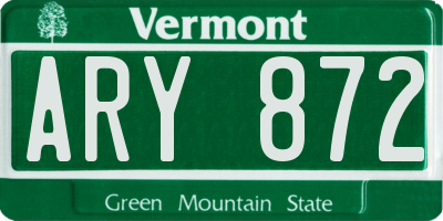 VT license plate ARY872