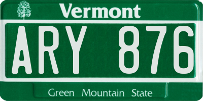 VT license plate ARY876
