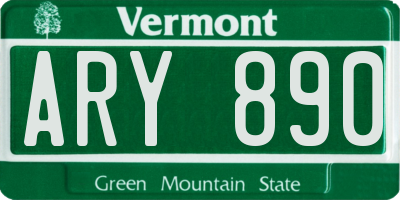 VT license plate ARY890