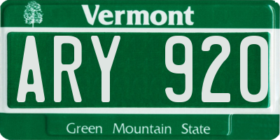 VT license plate ARY920