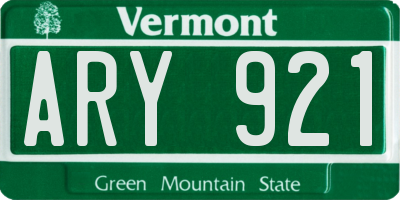 VT license plate ARY921
