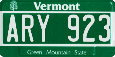 VT license plate ARY923