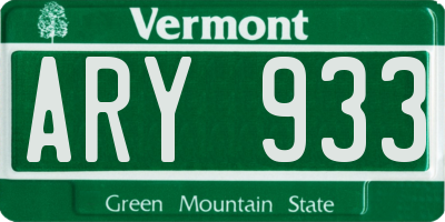 VT license plate ARY933