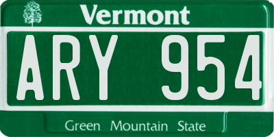 VT license plate ARY954