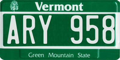 VT license plate ARY958