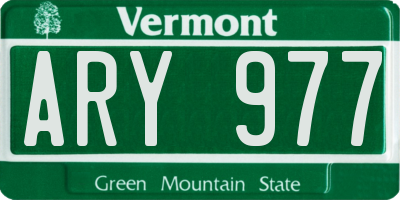 VT license plate ARY977