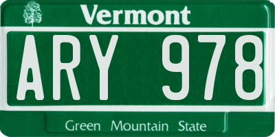 VT license plate ARY978