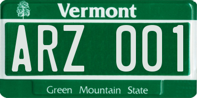 VT license plate ARZ001