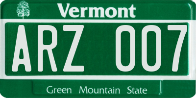 VT license plate ARZ007