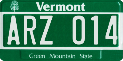 VT license plate ARZ014