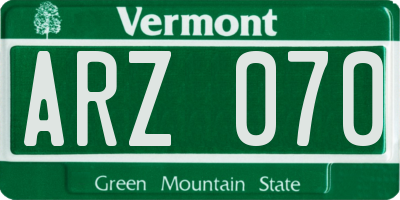 VT license plate ARZ070