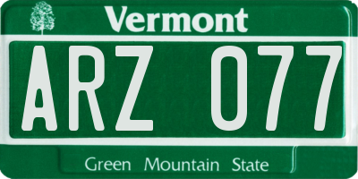 VT license plate ARZ077
