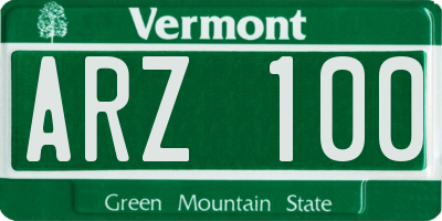 VT license plate ARZ100