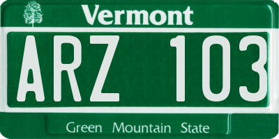 VT license plate ARZ103