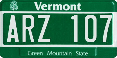 VT license plate ARZ107