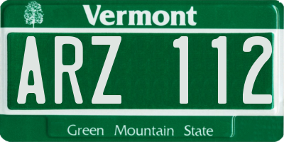 VT license plate ARZ112