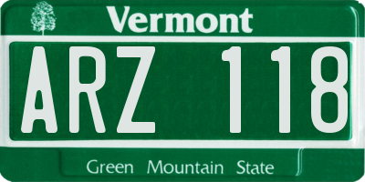 VT license plate ARZ118