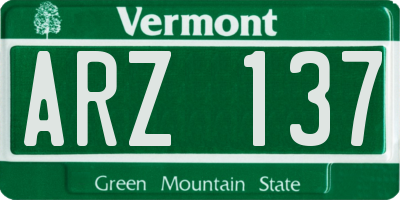 VT license plate ARZ137