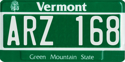 VT license plate ARZ168