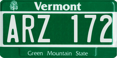 VT license plate ARZ172