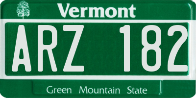 VT license plate ARZ182