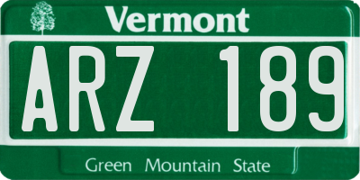 VT license plate ARZ189