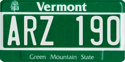 VT license plate ARZ190