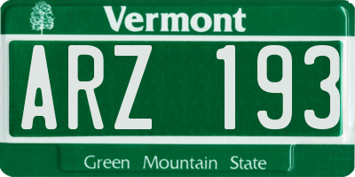 VT license plate ARZ193