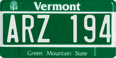 VT license plate ARZ194