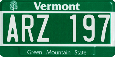 VT license plate ARZ197