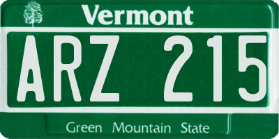 VT license plate ARZ215