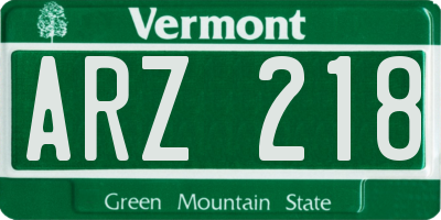 VT license plate ARZ218
