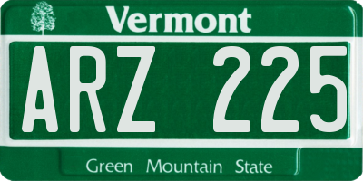 VT license plate ARZ225