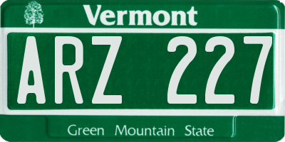 VT license plate ARZ227