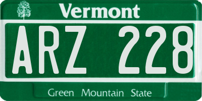 VT license plate ARZ228